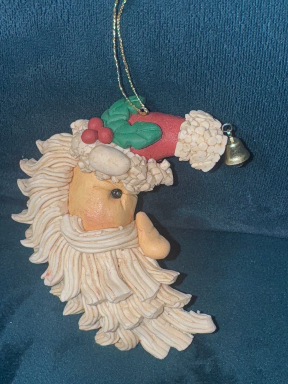 Papel Santa Christmas Ornament With Holly Berries And Bell